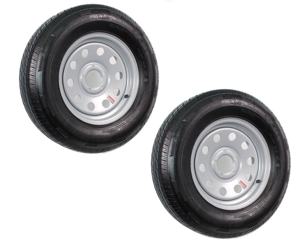 2-Pack Trailer Tire On Rim ST205/75R15 Radial 5 Hole Silver B54532
