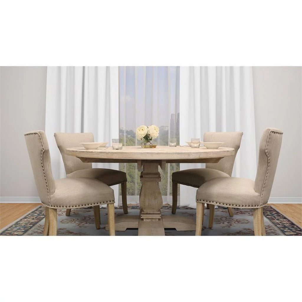 58" Round Solid Mango Wood Dining Table W7461