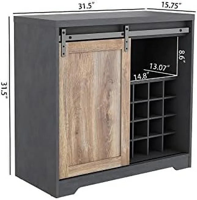 Farmhouse Kitchen Hutch Cabinet with Double Barn Door and Shelves G43499