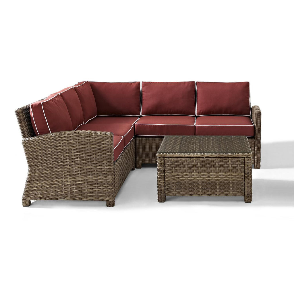 4Pc Outdoor Wicker Sectional Set Sangria Weathered Brown S50253