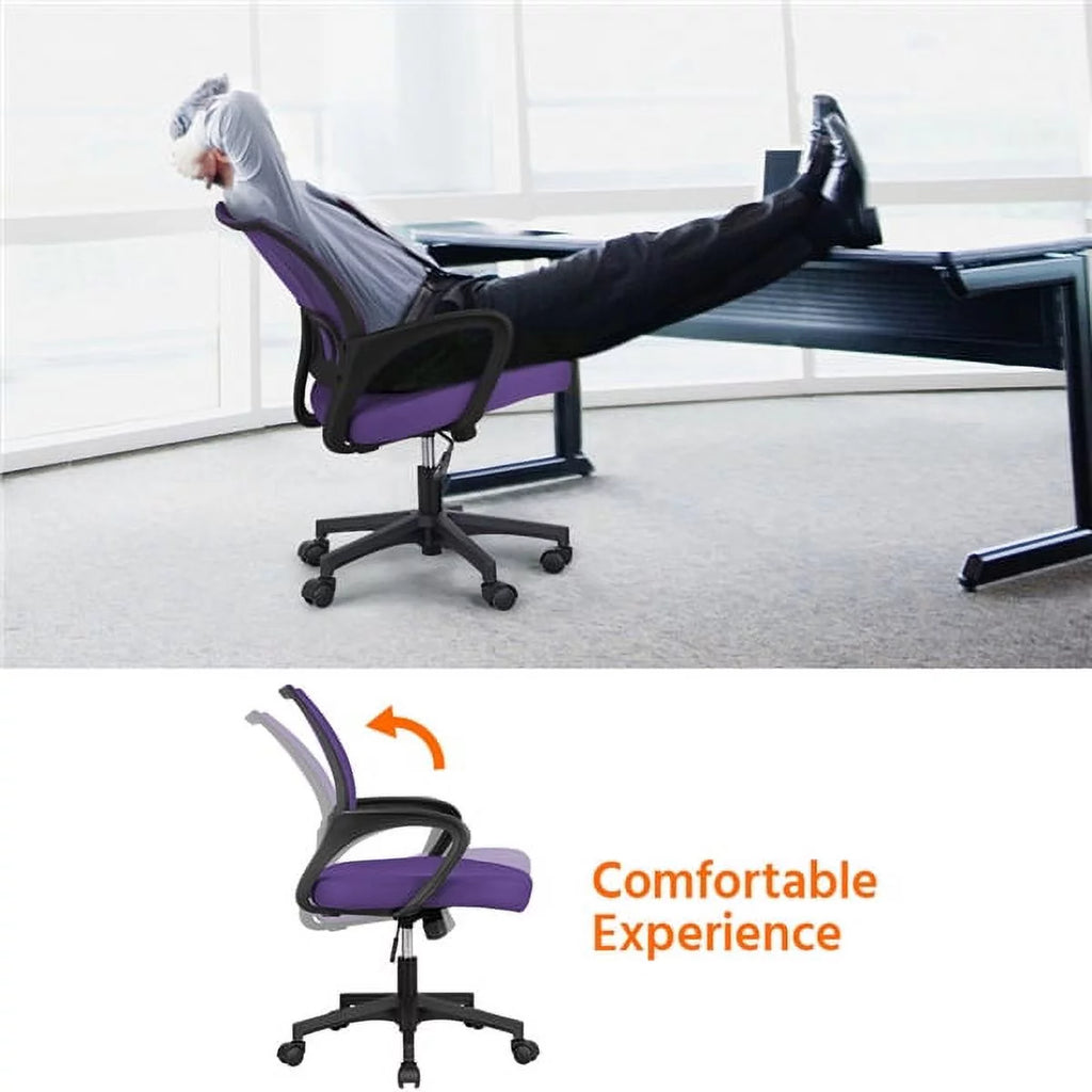 Purple Mesh Swivel Office Chair with Armrests J294753