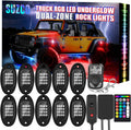 10-pods Trucks LED RGB Neon Underglow Rock Lights Kit, Dual-Zone, 160LEDs, 2-in-1 Line, Waterproof 12V, Pack of 2 E1590