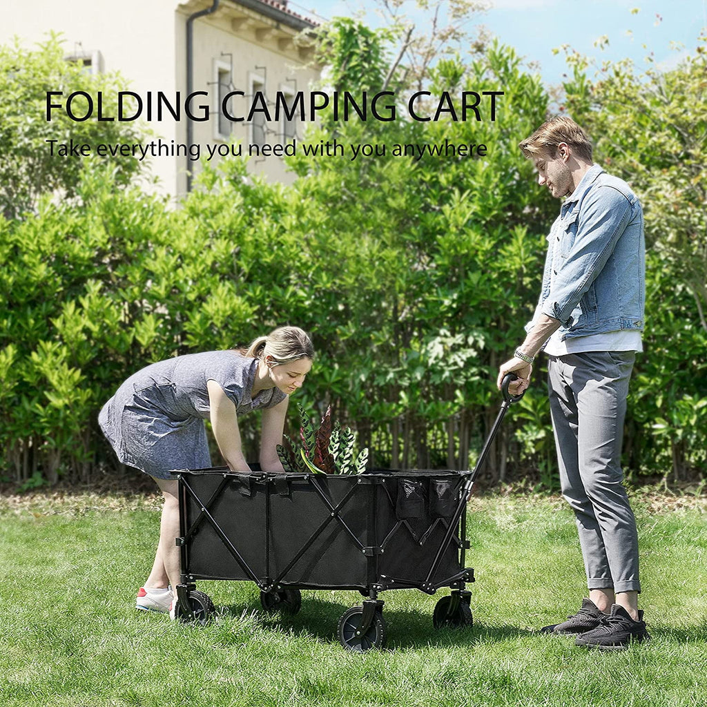 Collapsible Folding Wagon Cart with 2 Drink Holders, 176lbs Z394377