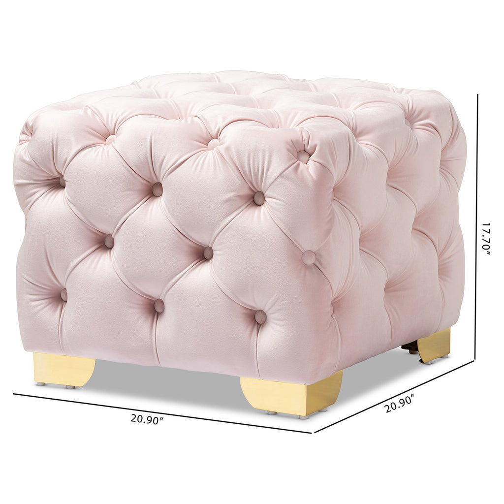 Royal Blue Velvet Ottoman G969633