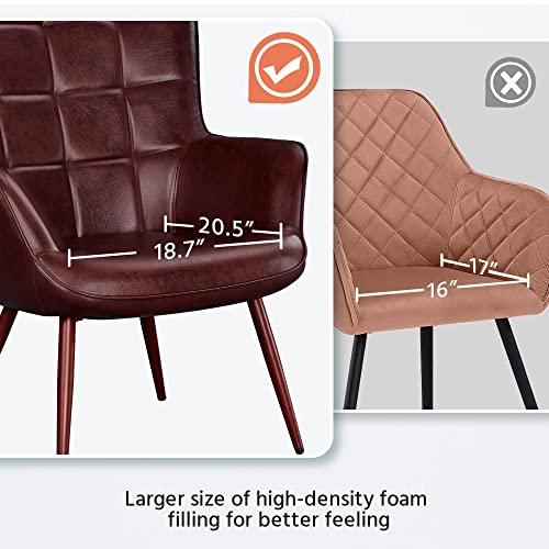 Camel Leather Accent Chairs with Metal Legs T987240