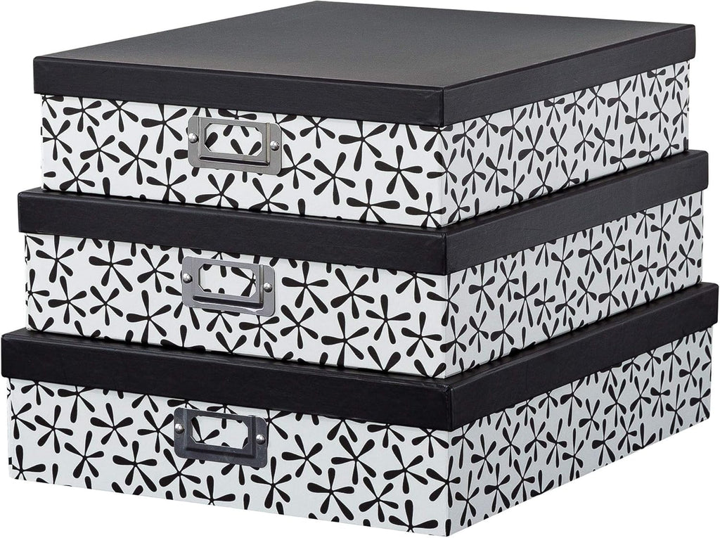 Decorative Storage Cardboard Boxes with Lids, Set of 3 W36473