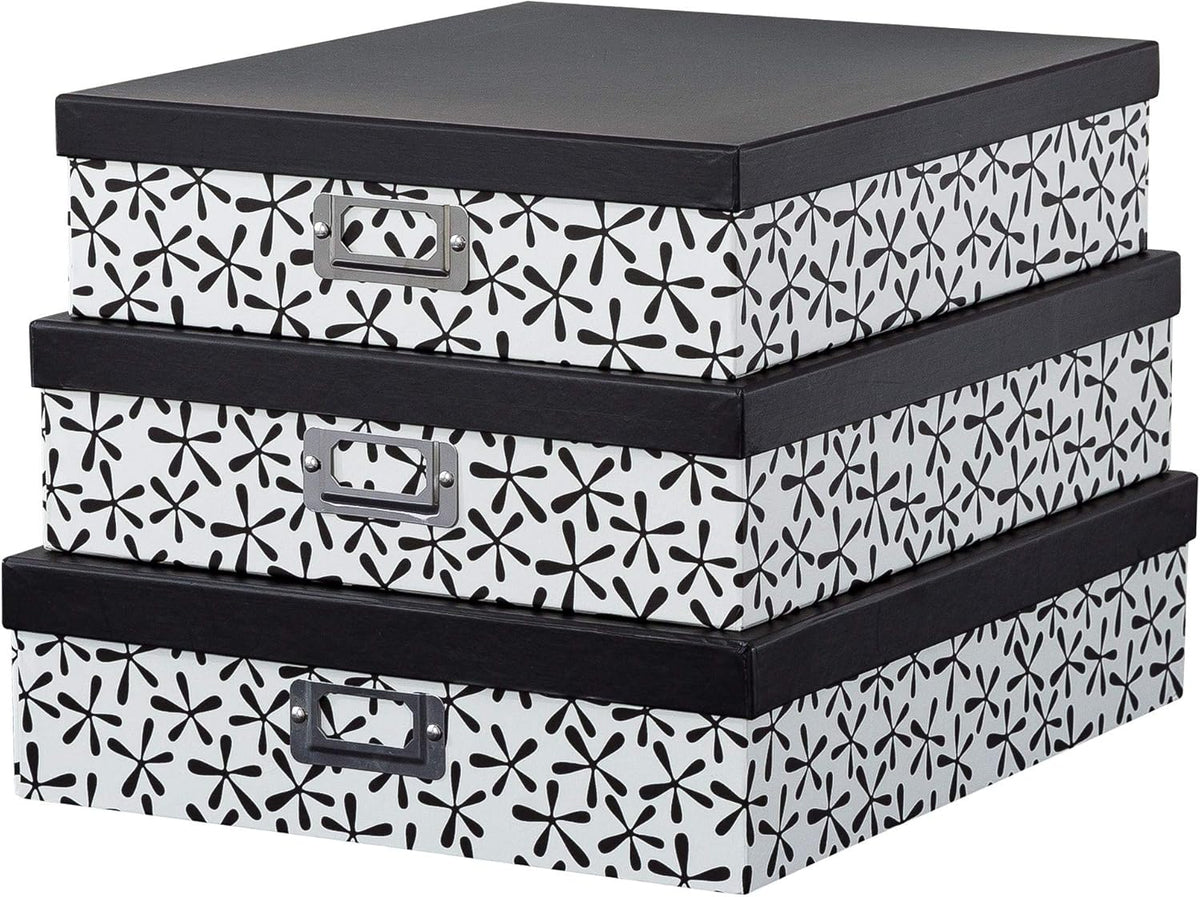 Decorative Storage Cardboard Boxes with Lids, Set of 3 W36473