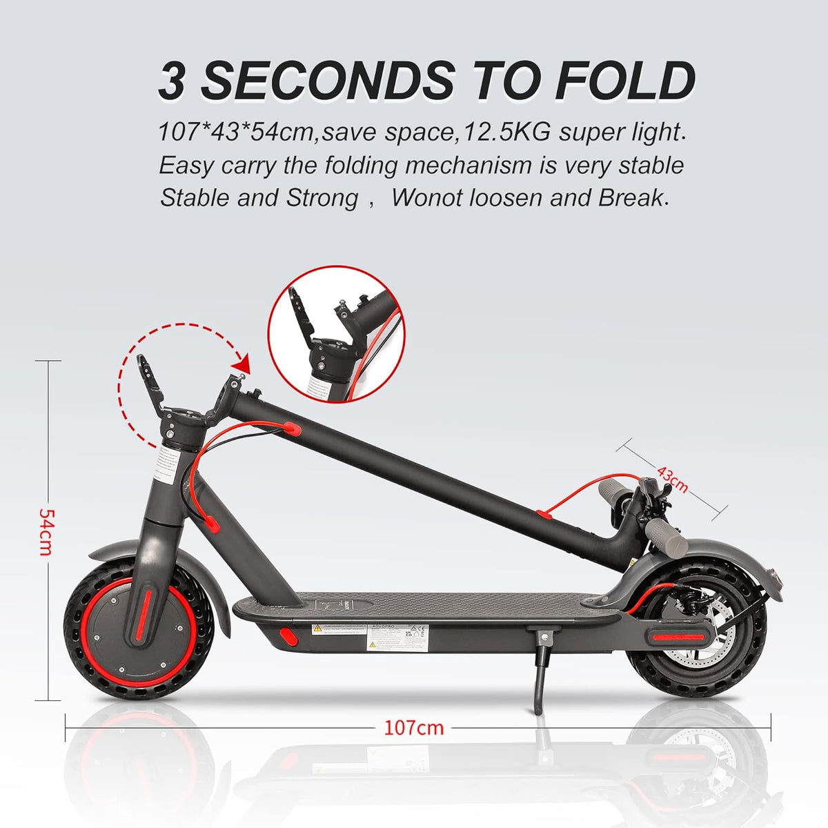 Electric Scooter, 350W Motor, 18 Miles Range, 8.5" Solid Tires B560377