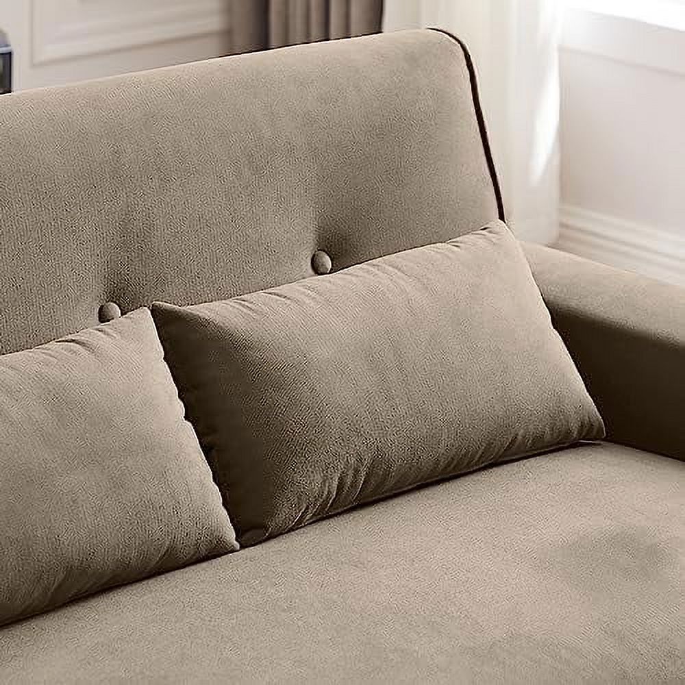 48" Linen Loveseat Sofa with Throw Pillows U6795