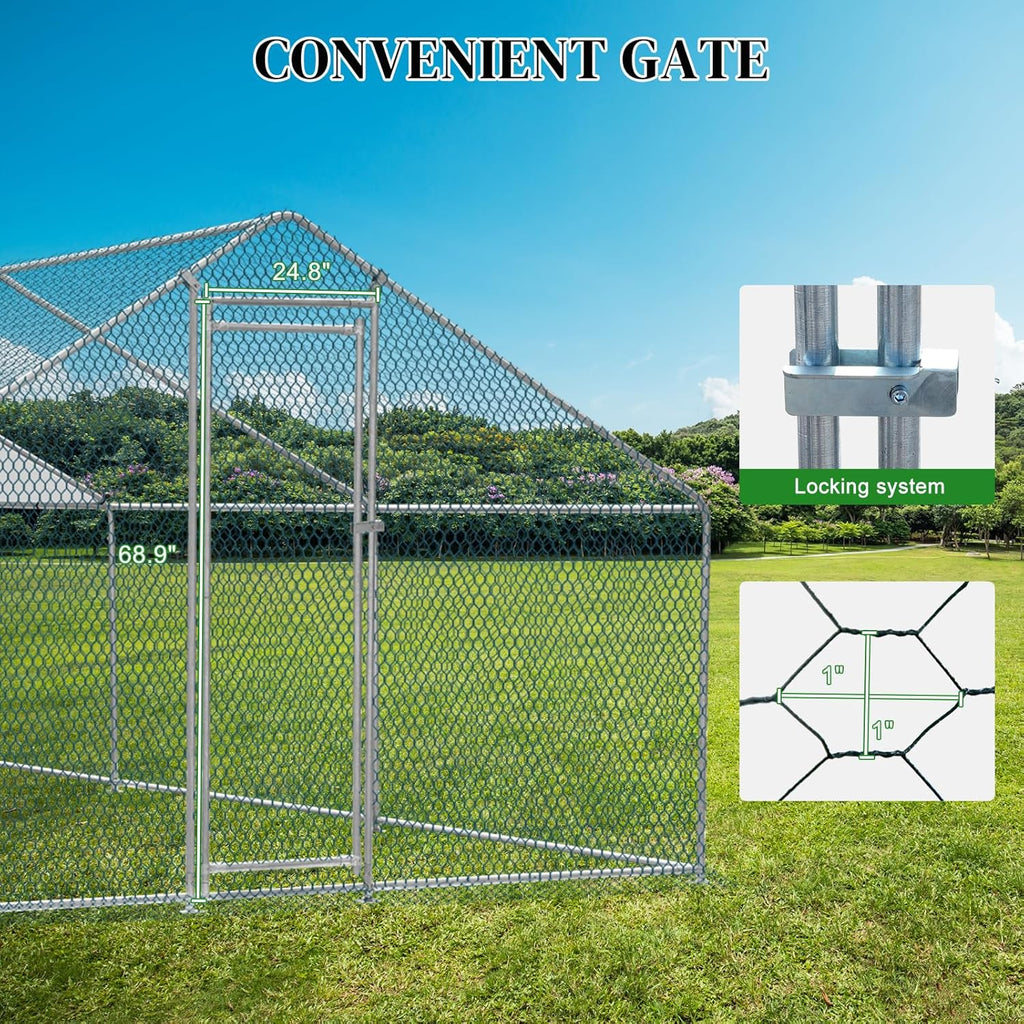 20 x 10 ft Metal Chicken Coop with Waterproof Cover H42775