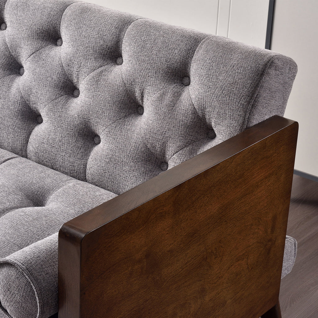 70 inch Grey Chenille Convertible Futon Sofa Bed H855366