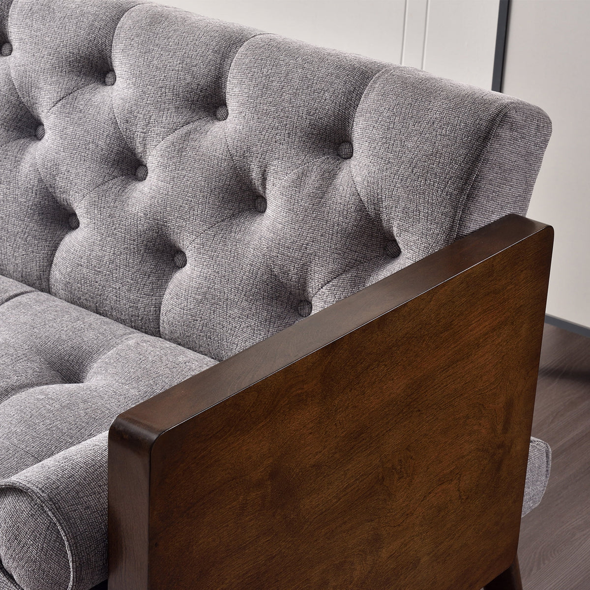 70 inch Grey Chenille Convertible Futon Sofa Bed H855366