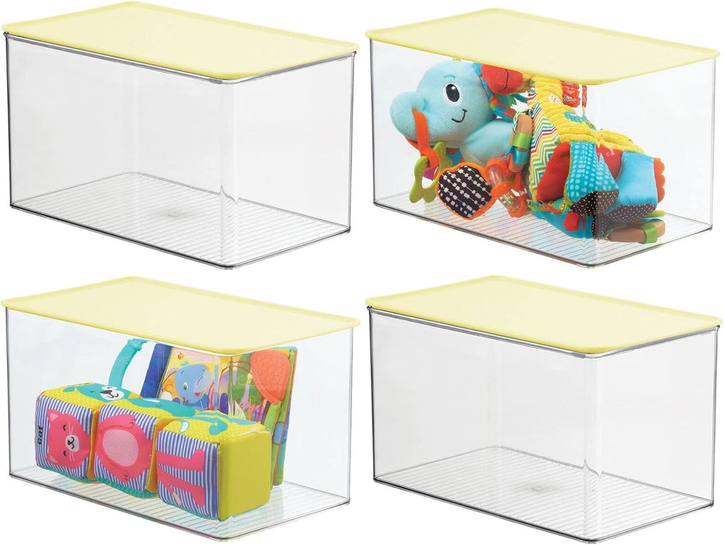 Clear 4 Pack Plastic Stackable Storage Bin with Lid R373