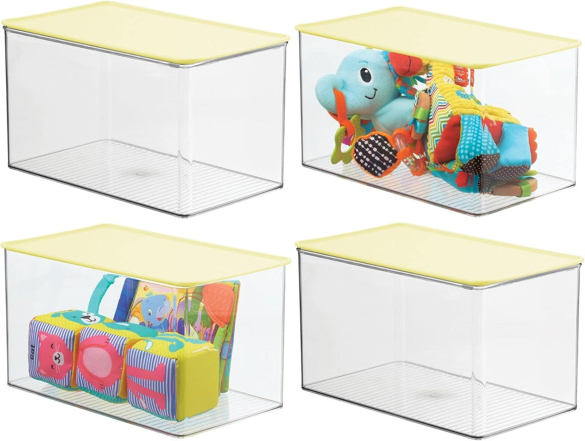 Clear 4 Pack Plastic Stackable Storage Bin with Lid R373