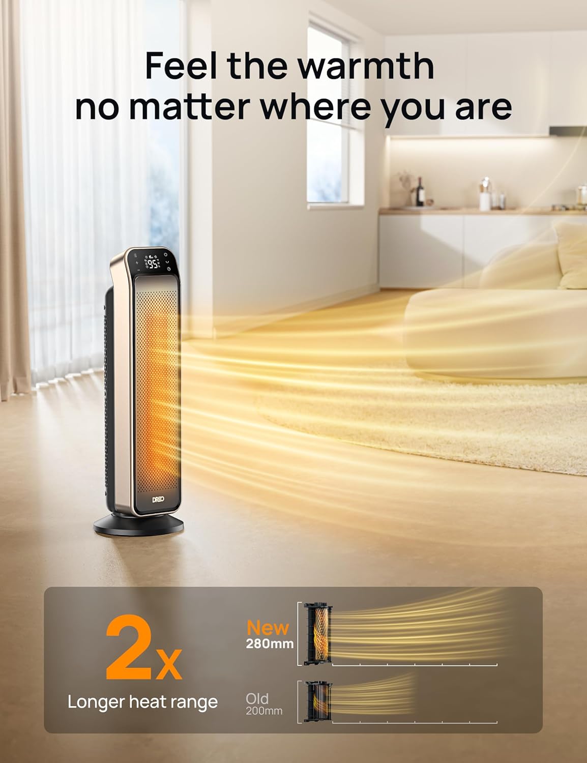 70° Oscillating 25" Portable Space Heater with Remote I760
