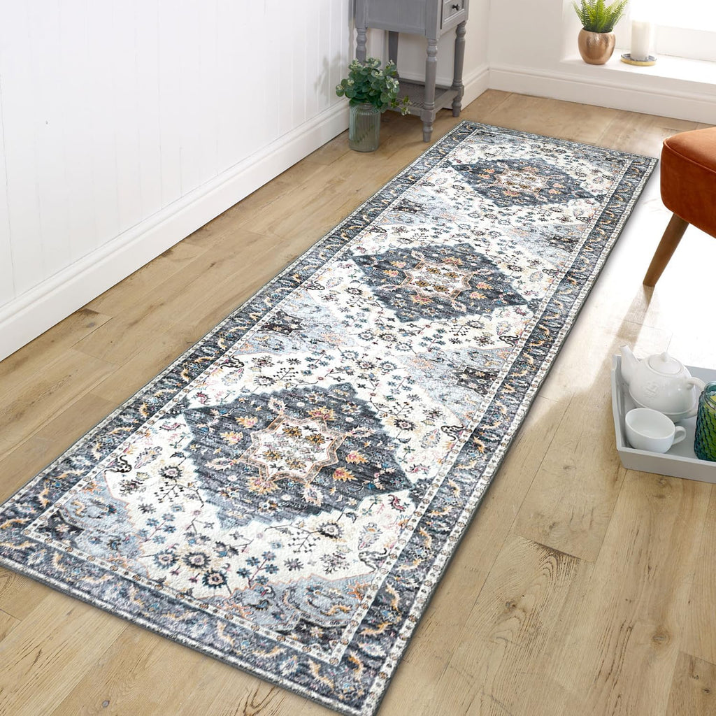 Washable Runner Rug with Rubber Backing Q8096