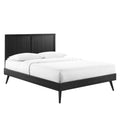 King Wood Platform Bed with Splayed Legs in Black R594