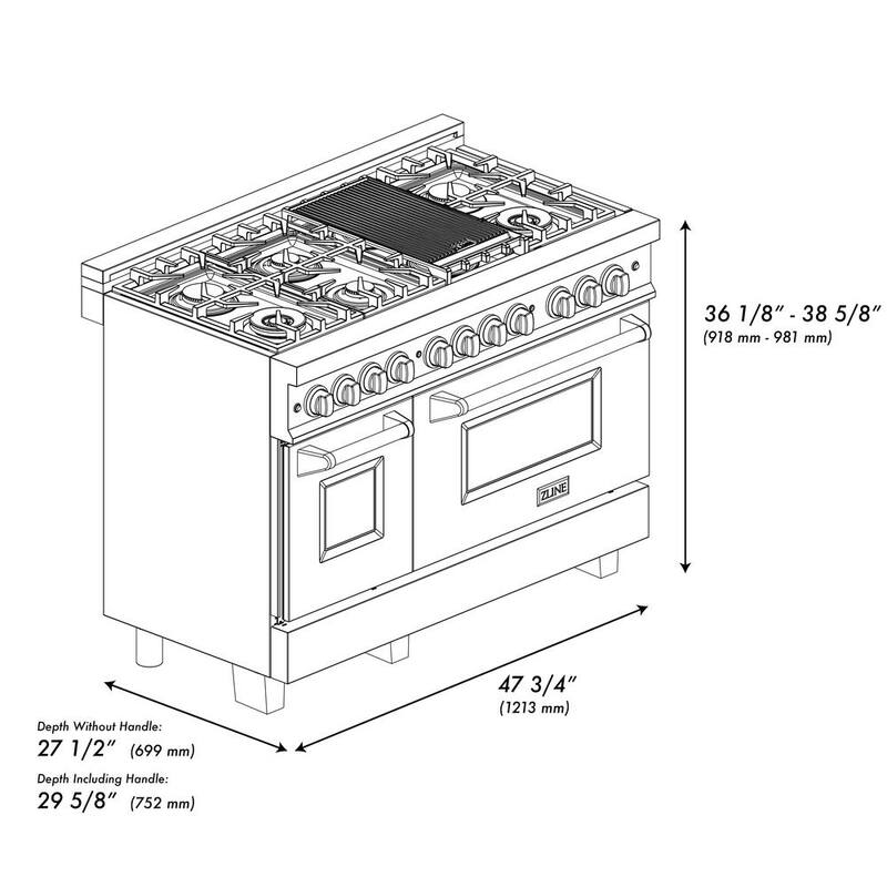 48 in. 7-Burner Double Oven Dual Fuel Range P524