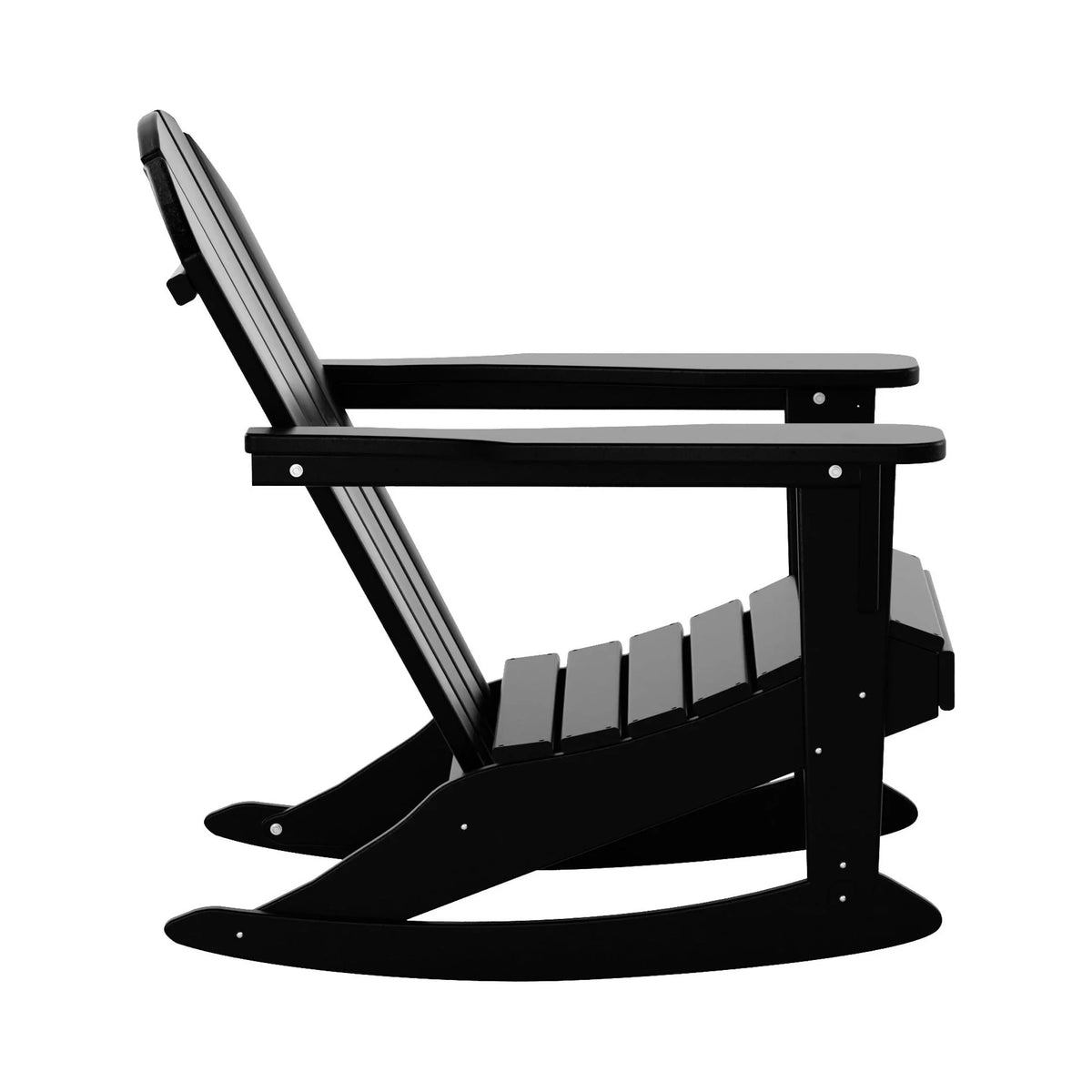 Black 3 Piece Outdoor Rocking Chair Set with Side Table Q843205