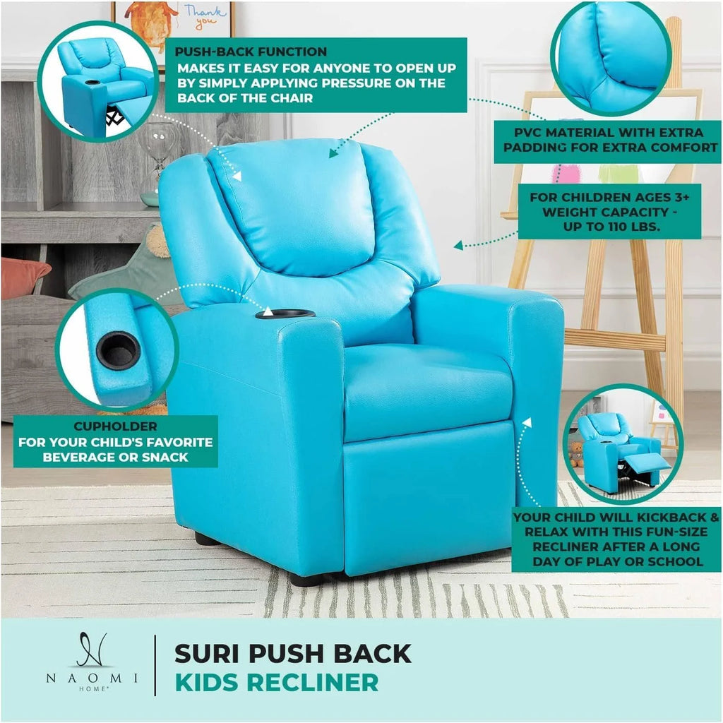 Brown Microfiber Toddler Recliner with Footrest D716