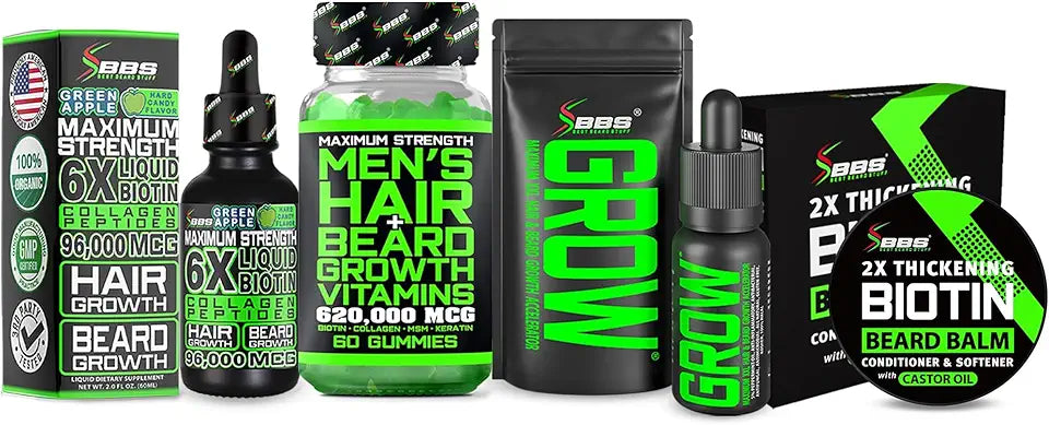 Biotin Beard Balm and Beard Growth Vitamins and Oil Kit Z498