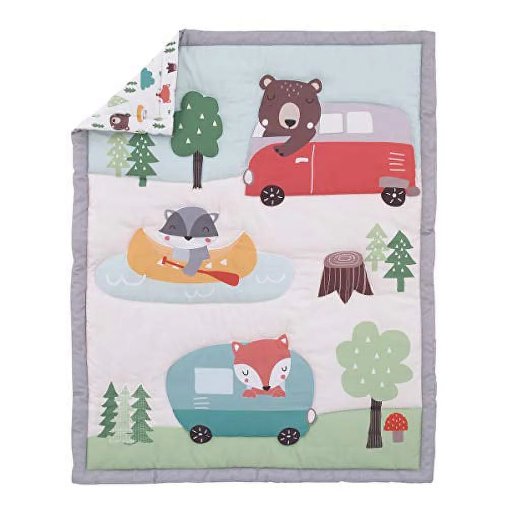 3-Piece Nursery Crib Bedding Set with Comforter, Fitted Crib Sheet and Dust Ruffle W485
