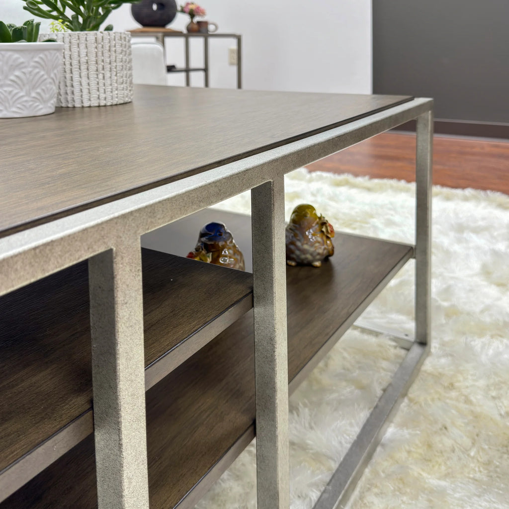 Wood Metal Coffee Table with Shelf A567631