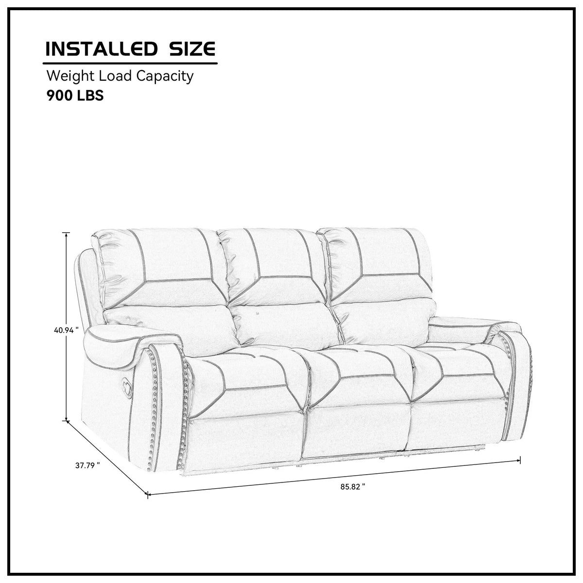 3-Seater Reclining Faux Leather Sofa with Drop-Down Table and Cup Holders Q79136