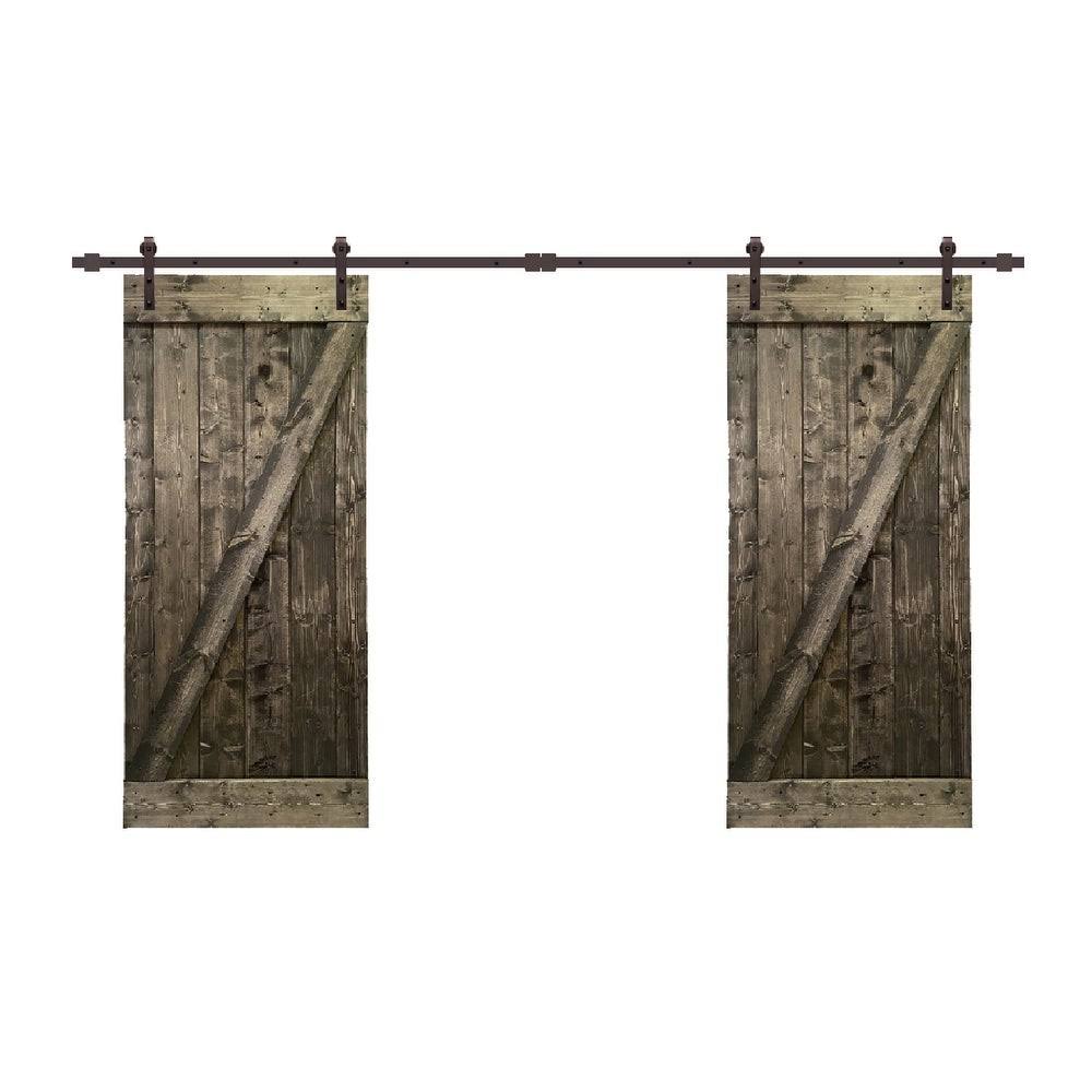 Stained Z Bar Double Barn Door with Hardware Kit B3618