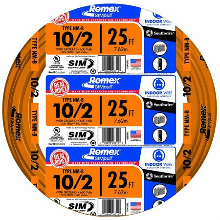 Non-Metallic Sheathed Cable with Ground, 10/2, Copper, 25 J376
