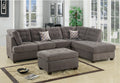 Charcoal Waffle Suede Sectional Sofa with Pillows D47003
