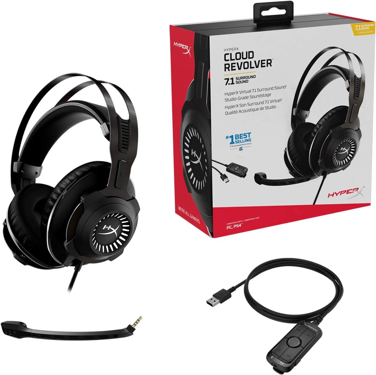 Gaming Headset with 7.1 Surround Sound, Memory Foam, Leatherette, Steel Frame, Detachable Microphone L110626