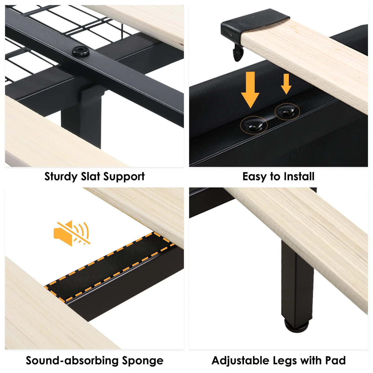 Queen LED Platform Bed Frame with 4 Storage Drawers V5747
