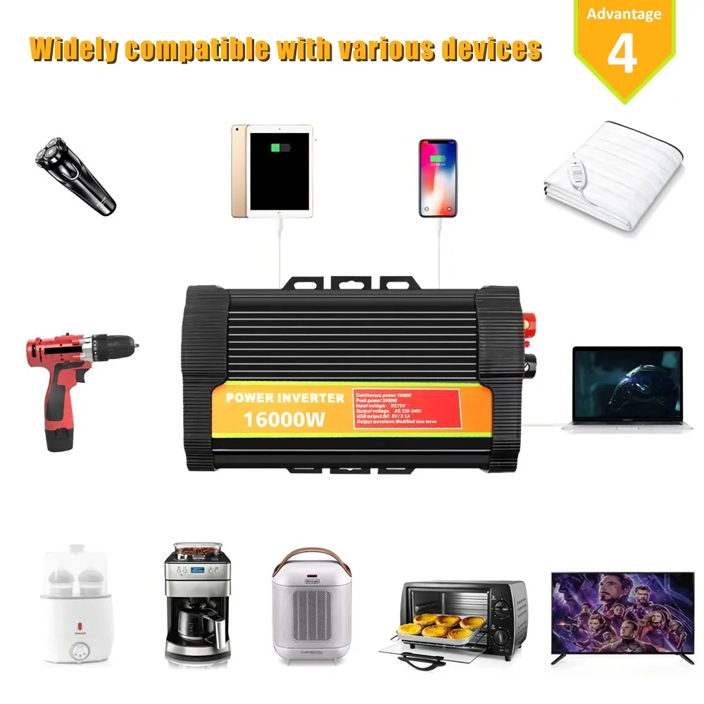 16000 Watts Power Inverter Converter DC 12V to AC 110V F4582