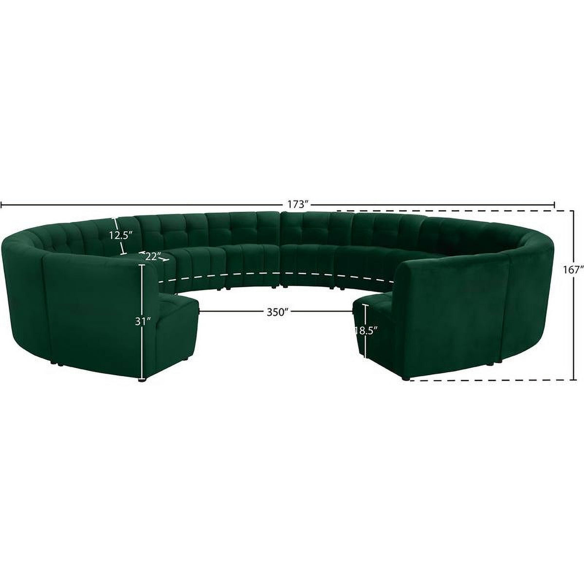 Green Velvet Upholstered Modular 14 Piece Sectional Sofa C3434
