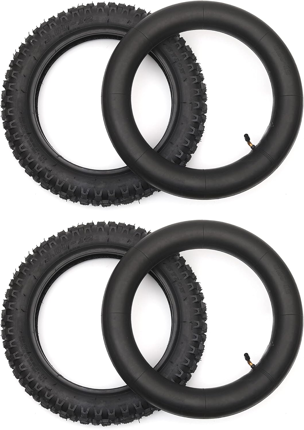 3.00-12 Knobby Motocross Bike Tire and Tube Set with TR87 Valve Stem D6853