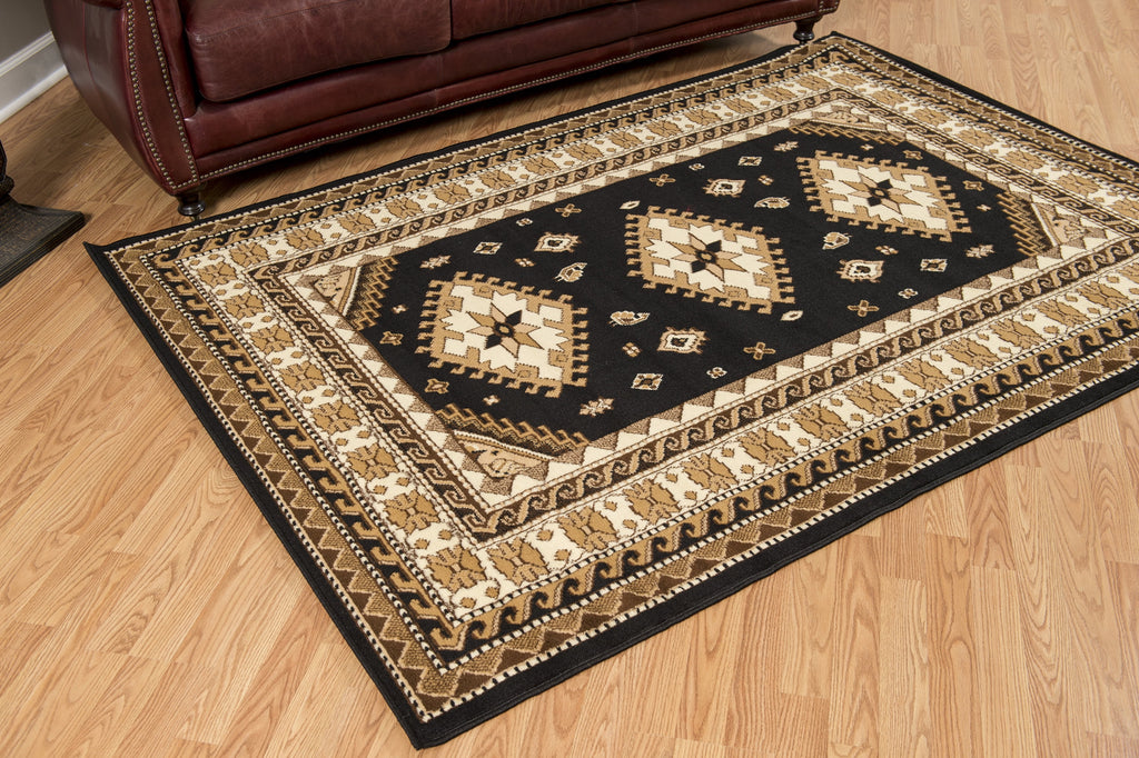 Black Bordered Area Rug N489