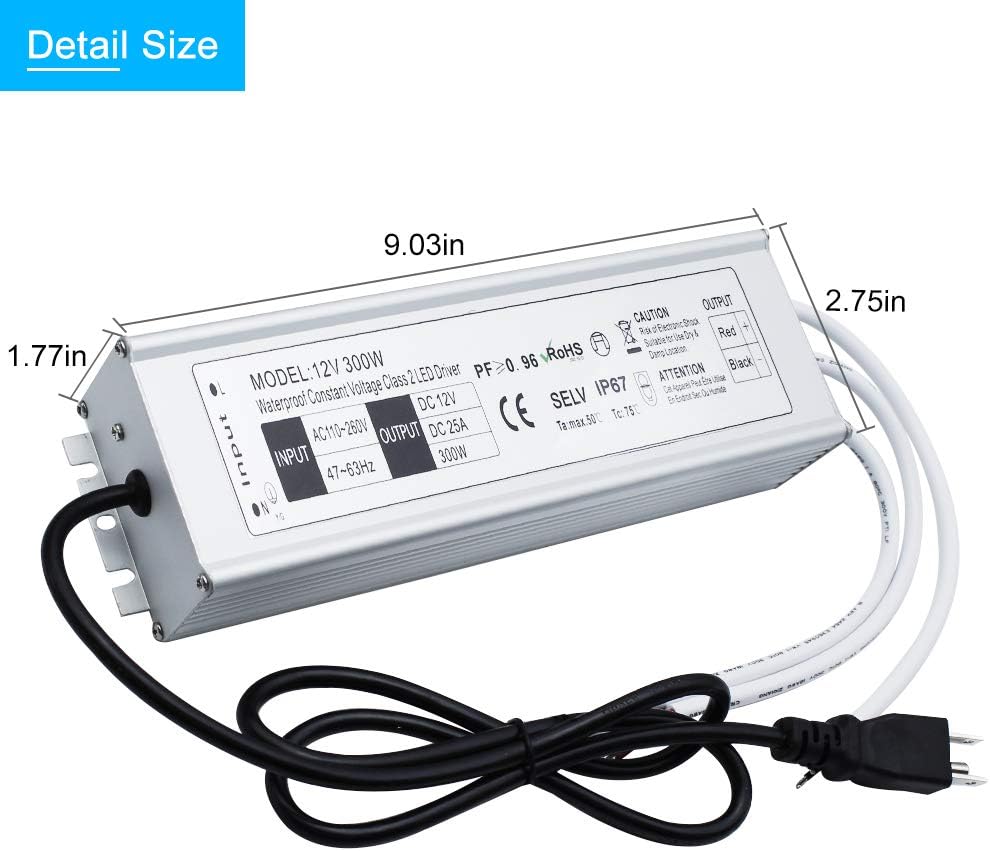 Waterproof IP67 LED Power Supply 300W 110V AC to 12V DC M170766