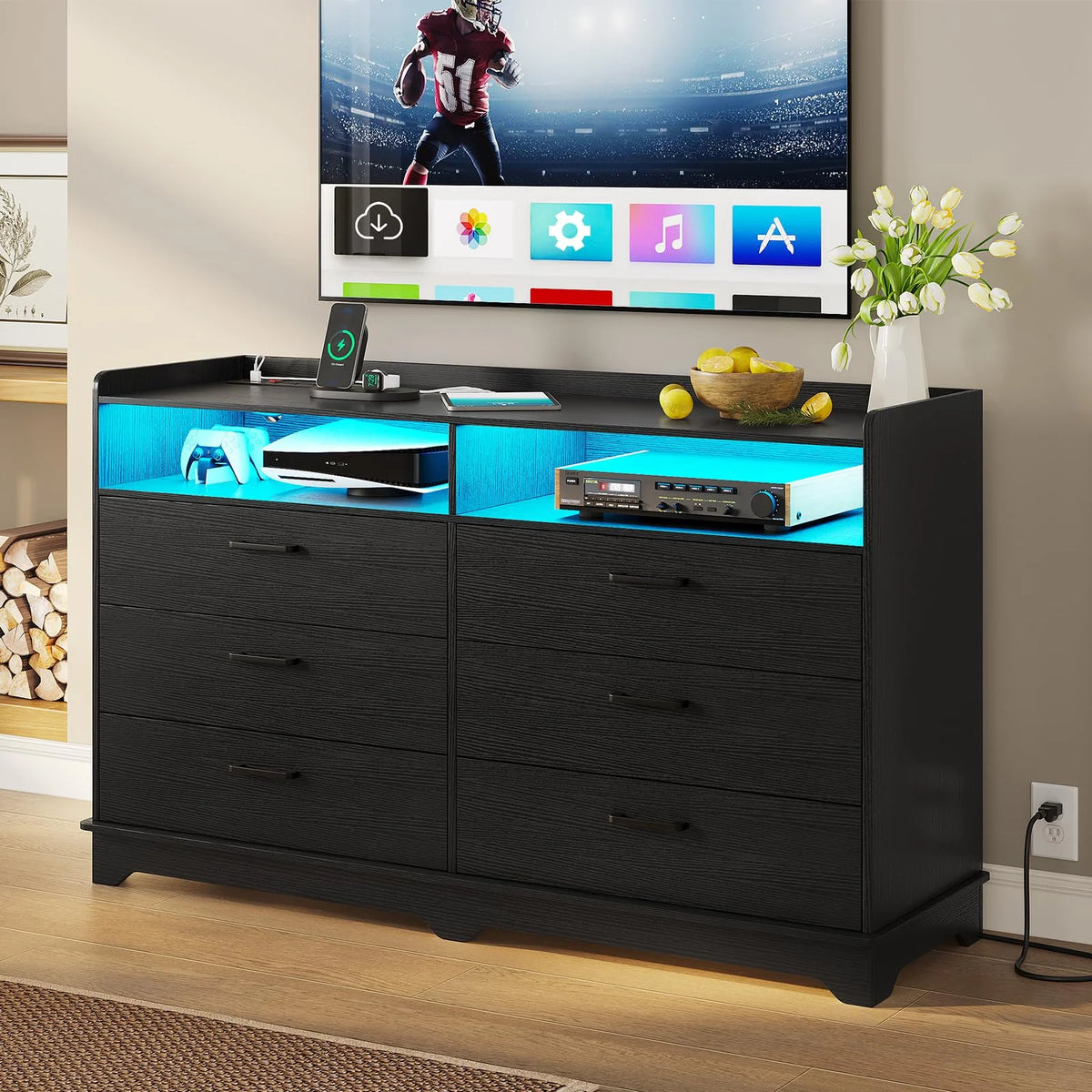 Black 6 Drawer Dresser Q42812