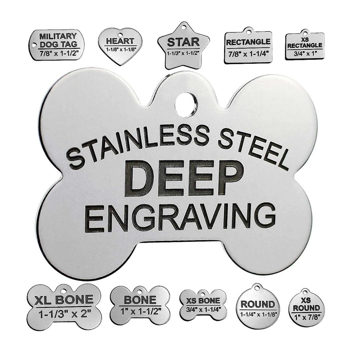 Stainless Steel Custom Deep Engraved Pet ID Tags J1406