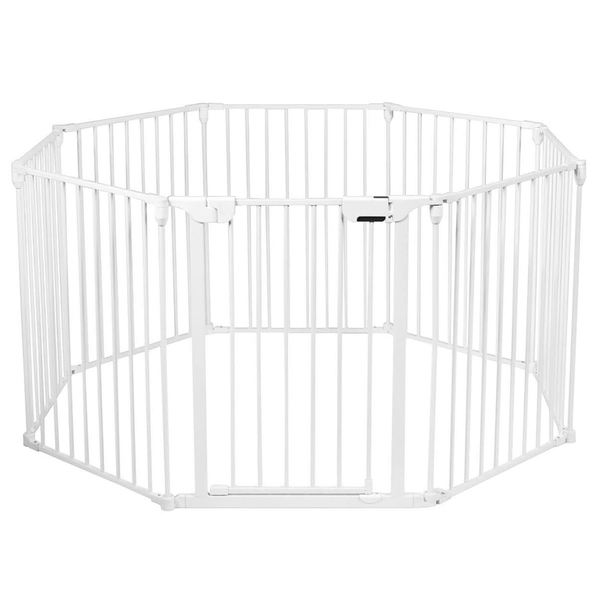 8 Panel Metal Gate Baby Pet Fence Playpen Barrier White C4562