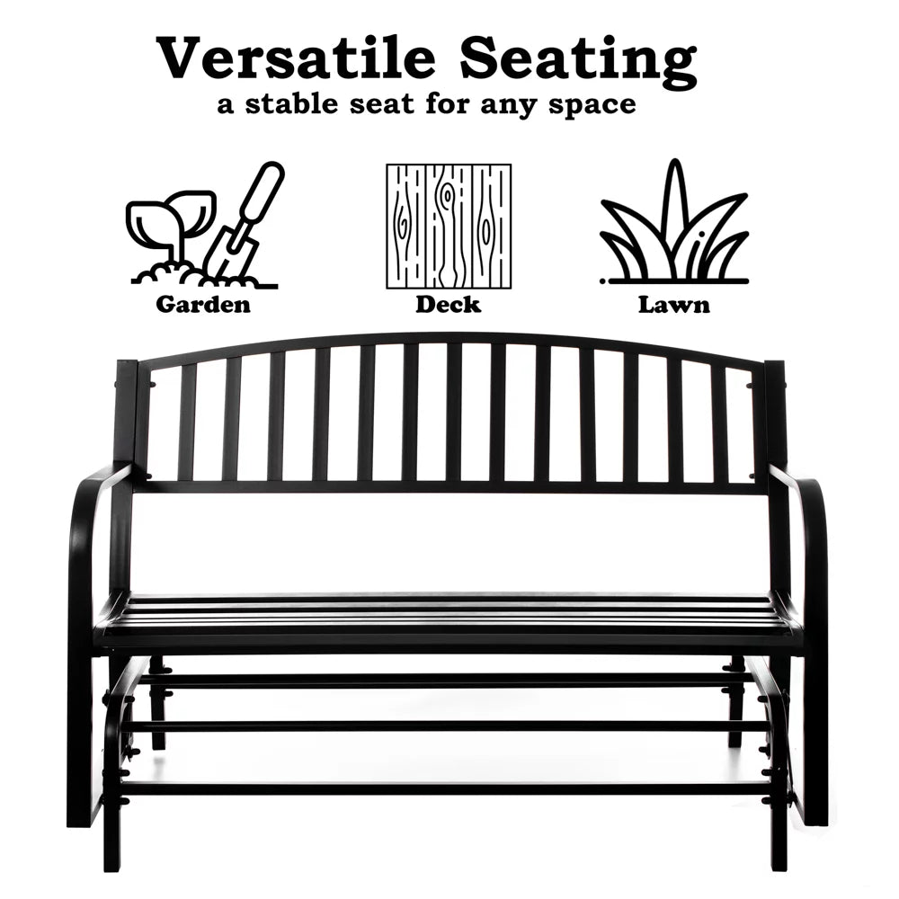 Black Steel Outdoor Swing Bench C885