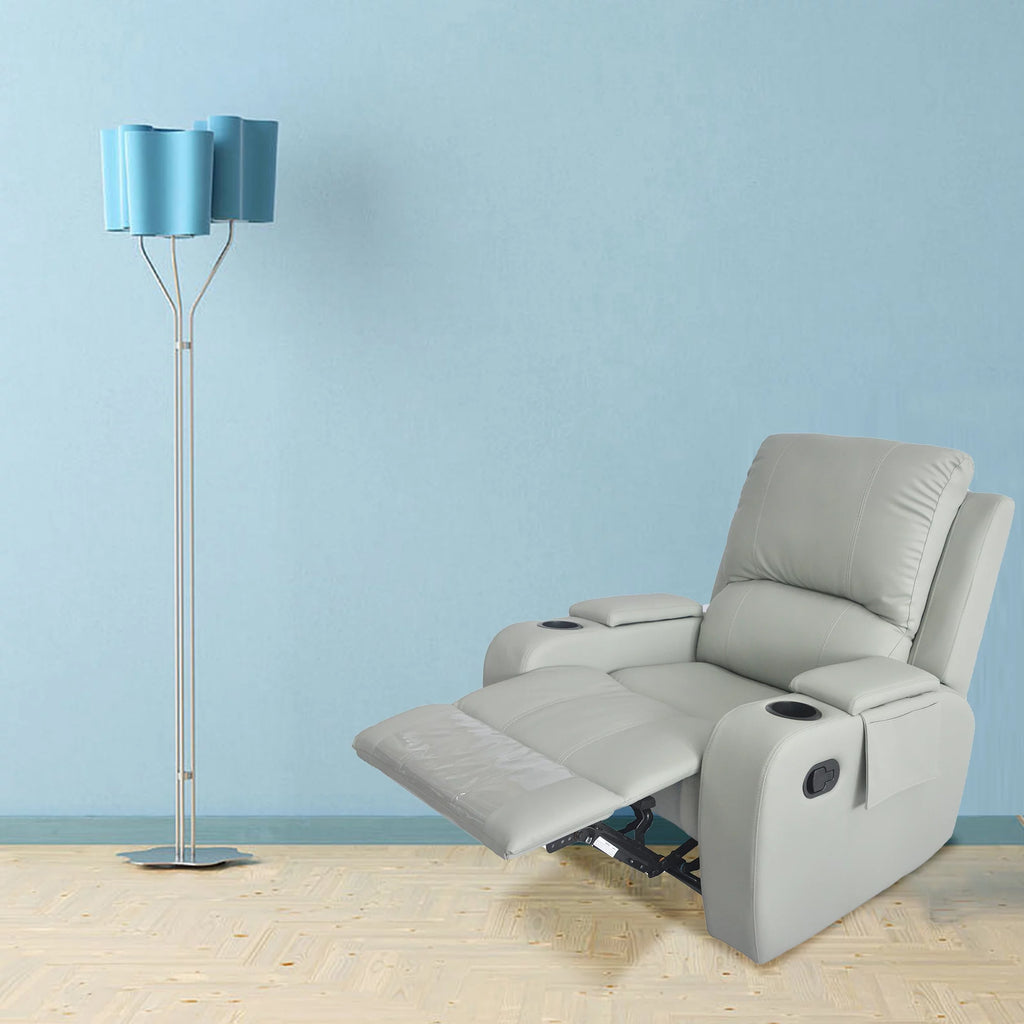 Gray PU Leather Recliner Chair with Storage T312812
