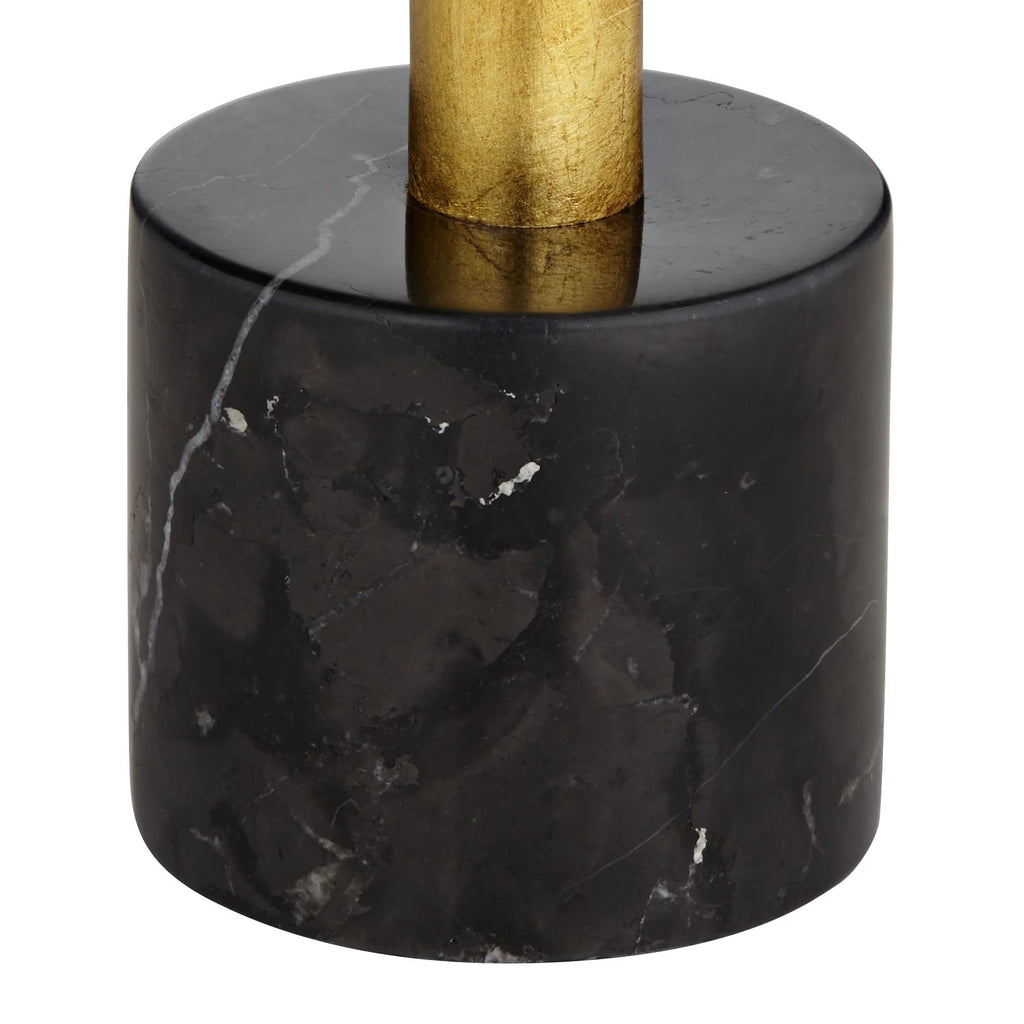 32" Tall Modern End Table Lamps Set of 2 Gold Leaf Black Shade Z658452