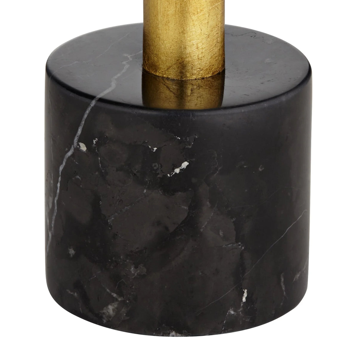 32" Tall Modern End Table Lamps Set of 2 Gold Leaf Black Shade Z658452