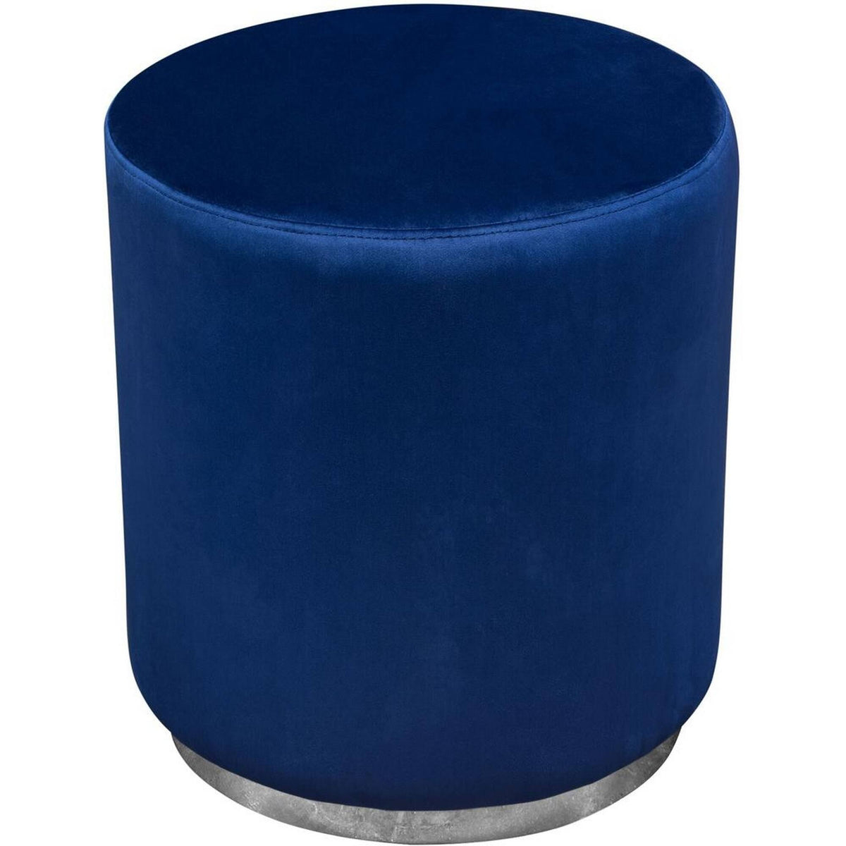 Blue Velvet Round Accent Ottoman with Metal Base D133774