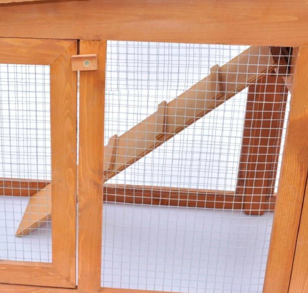 75 in. Wood Chicken Coop Small Animal House Rabbit Hutch Pet Cage with 2 Runs X897082