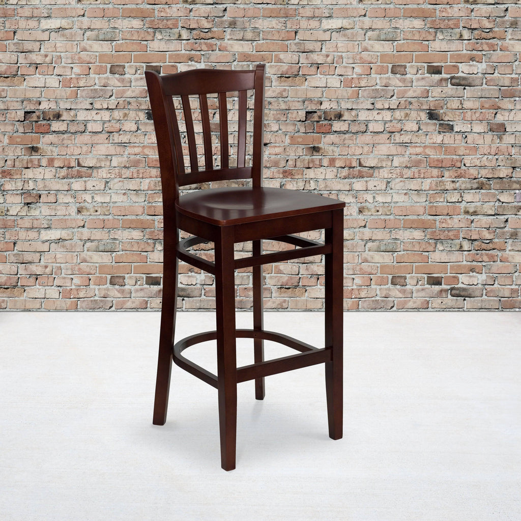 Vertical Slat Back Mahogany Wood Restaurant Chair V688