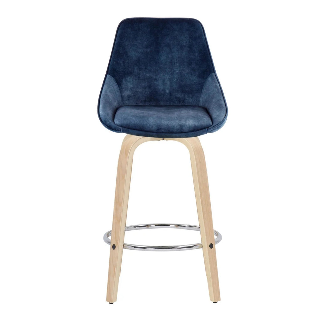 Blue Velvet Fixed-Height Counter Stool Z17991