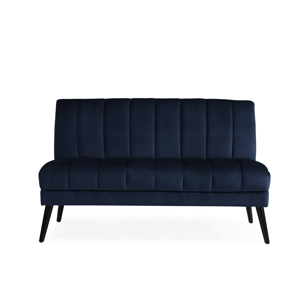 Navy Blue Velvet Armless Loveseat A677